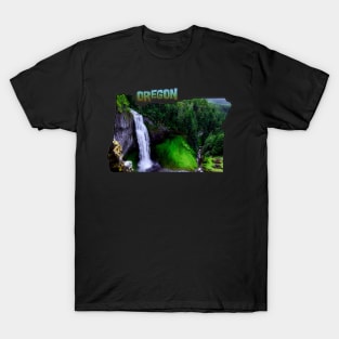 Oregon State Outline (Salt Creek Falls) T-Shirt